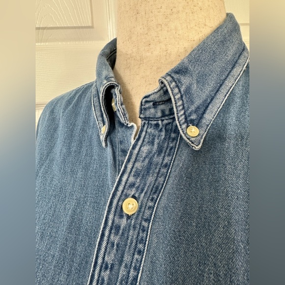 Ralph Lauren Chaps Denim Blue Button Down Shirt preppy grunge classic top - Picture 7 of 11